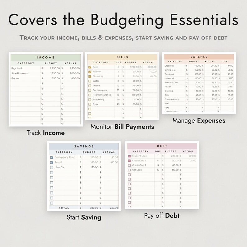Paycheck Budget Spreadsheet Google Sheets, Neutral Biweekly Planner, Bills Due Before Payday bild 5