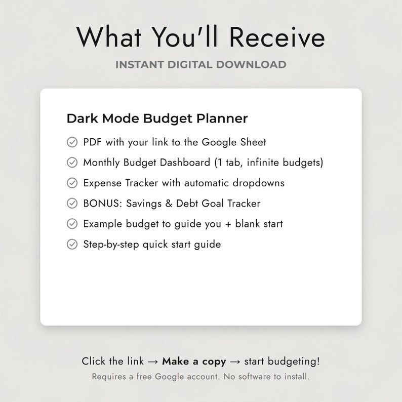 Dark Mode Budget Spreadsheet Google Sheets, Pastel Paycheck and Monthly Planner, Savings Debt Goals image 10