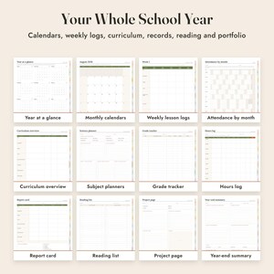 Planificador de educación en casa 2026-2027 imprimible, con fechas, registro de asistencia, registro de lecciones, portafolio, tamaño carta A4 imagen 3