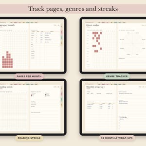Digital Reading Journal, Hyperlinked Book Tracker with Review Pages, TBR List and Yearly Challenge image 4