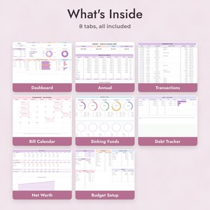 Annual Budget Spreadsheet Google Sheets, Finance Dashboard, Monthly Budget Planner, Bill Calendar, Sinking Funds, Net Worth Tracker image 3