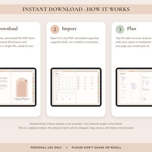 Undated Digital Planner, Hyperlinked Daily Weekly Monthly Pages, Boho Landscape Journal with Habit Tracker image 10