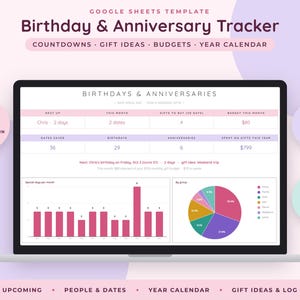 Geburtstags-Tracker (Google Tabellen), Jahrestagserinnerung, Geschenkplaner (Tabellenkalkulation), Kalender für wichtige Termine Bild 1