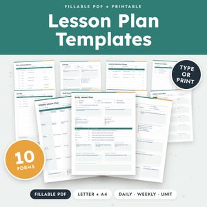 Invulbaar lesplansjabloon (PDF), dag- en weekplanningen, printbare docentenplanner, A4-formaat. afbeelding 1