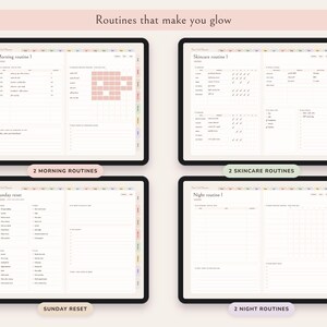 That Girl Planner Digital, Undated Daily Routine, Self Care Journal, Habit Tracker, Glow Up image 4