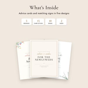 Wedding Advice Cards Printable, Newlywed and Bride to Be Cards, Signs, 5 Designs image 2