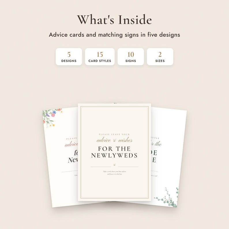 Wedding Advice Cards Printable, Newlywed and Bride to Be Cards, Signs, 5 Designs image 2