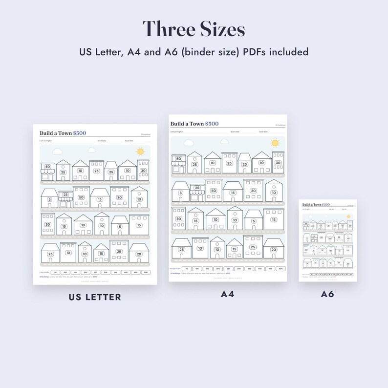 Savings Challenge Printable Bundle, 35 Color In Money Trackers, Mini Challenges, A6 Letter A4 image 8