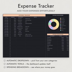Dark Mode Budget Spreadsheet Google Sheets, Pastel Paycheck and Monthly Planner, Savings Debt Goals image 6
