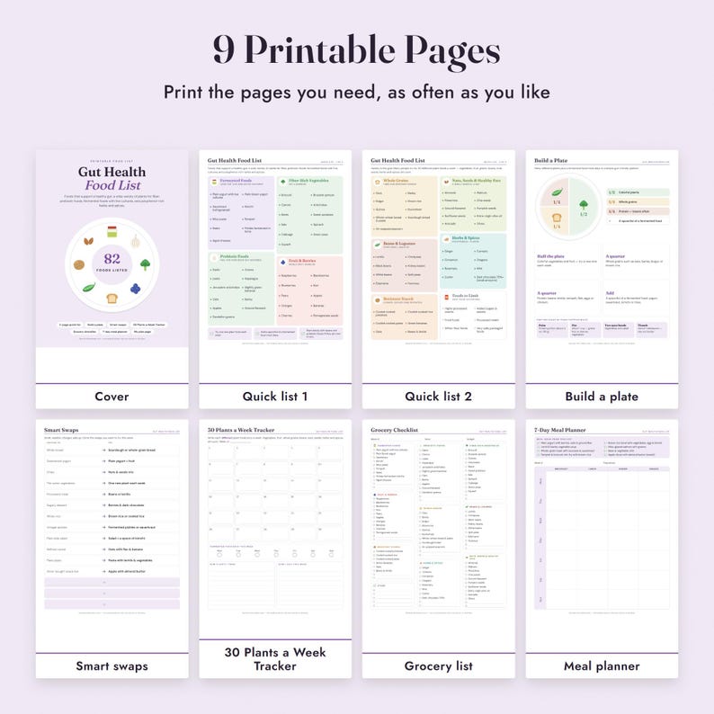 Gut Health Food List Printable, Fermented and Prebiotic Foods, Grocery List, Letter A4 image 3