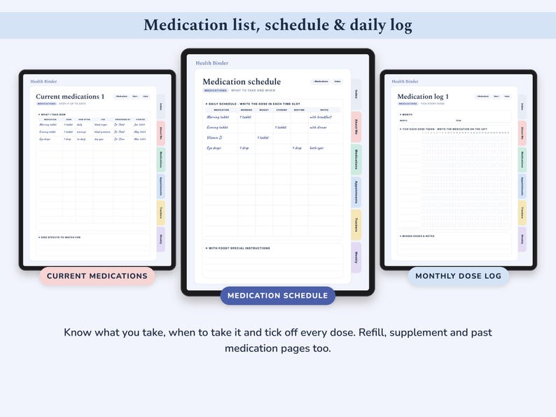 Medical Binder Printable and Digital, Health Planner, Medication Tracker, Blood Pressure Log, Symptom Journal bild 3