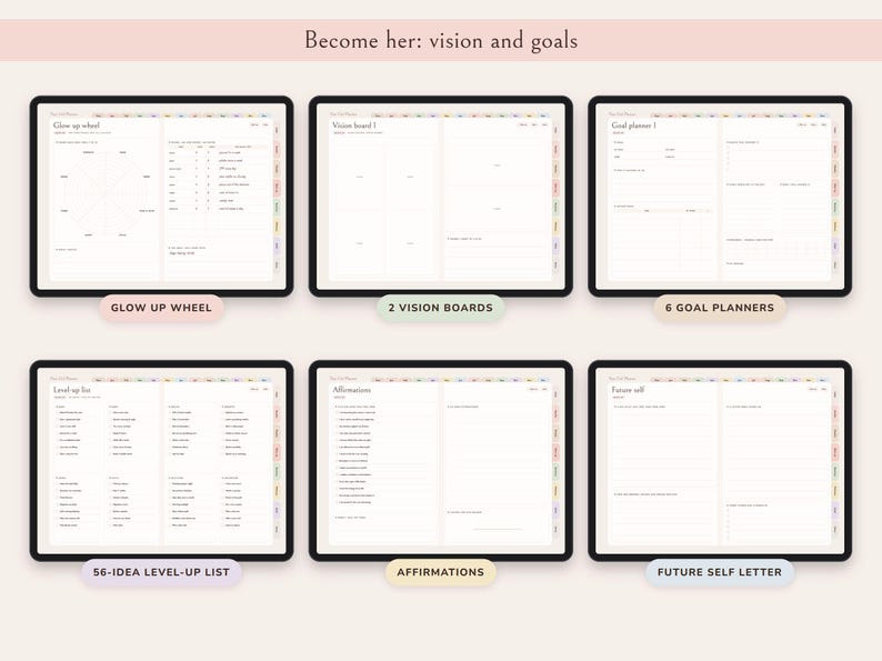 That Girl Planner Digital, Undated Daily Routine, Self Care Journal, Habit Tracker, Glow Up image 8