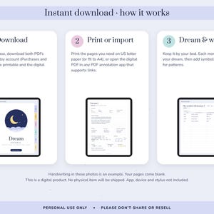 Dream Journal Printable, Lucid Dreaming Log, Symbol Dictionary, Sleep Tracker, Undated Digital Diary image 9