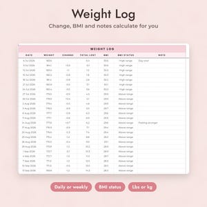 Fitness Planner Google Sheets, Weight Loss Journey Tracker, Calorie and Workout Log, Body Measurements bild 4