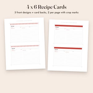 Recipe Book Template Printable, Family Cookbook, 4x6 Recipe Cards, Kitchen Binder Pages image 5