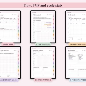 Cycle Tracker Journal Printable, Period Log, Menstrual Calendar, PMS Symptom Mood Planner, Undated Digital image 6
