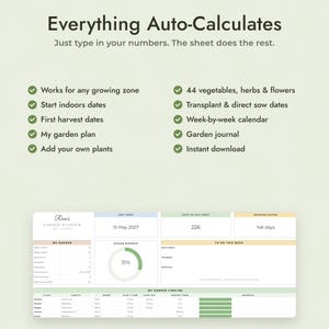 Seed Starting Calculator Google Sheets, Vegetable Garden Planner, Planting Calendar by Frost Date Bild 8