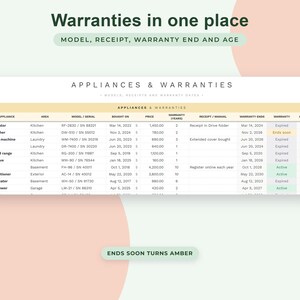 Home Maintenance Tracker Google Sheets, House Upkeep Schedule, Repair Log, Appliance Warranty Homeowner Planner image 5