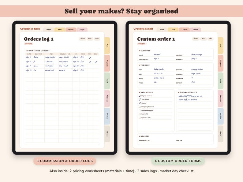 Crochet Planner Printable, Knitting Project Tracker, Yarn Stash Inventory, Row Counter, Pattern Log, Digital image 6