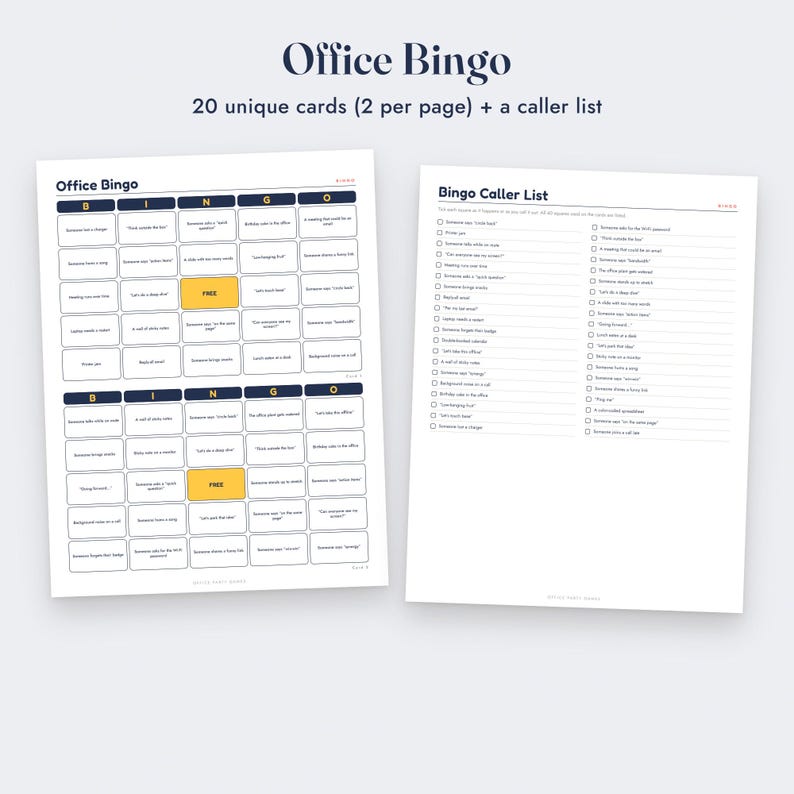 Ensemble de jeux pour fêtes de bureau : bingo, brise-glace, quiz d’équipe, récompenses professionnelles à imprimer image 4