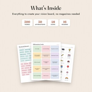 Vision Board Kit Printable, 330 Words and Affirmations, Goal Setting Worksheets image 2