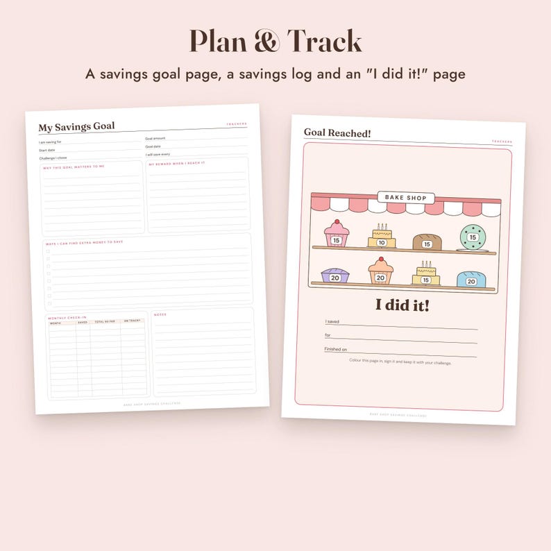 Savings Challenge Printable, Bake Shop Color In Tracker, 500 to 10000, Letter A4 image 7