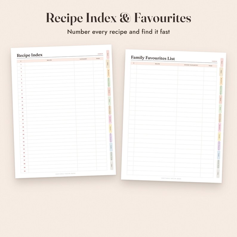 Recipe Book Template Printable, Family Cookbook, 4x6 Recipe Cards, Kitchen Binder Pages image 7