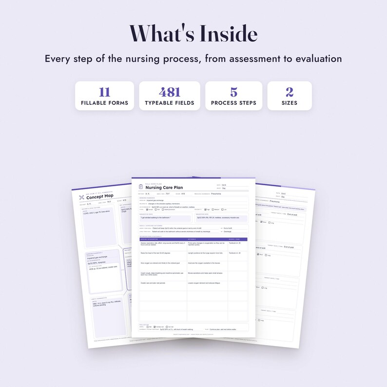 Nursing Care Plan Template, Fillable Student Care Plan, Concept Map, Nursing Diagnosis, SMART Goals Bild 2