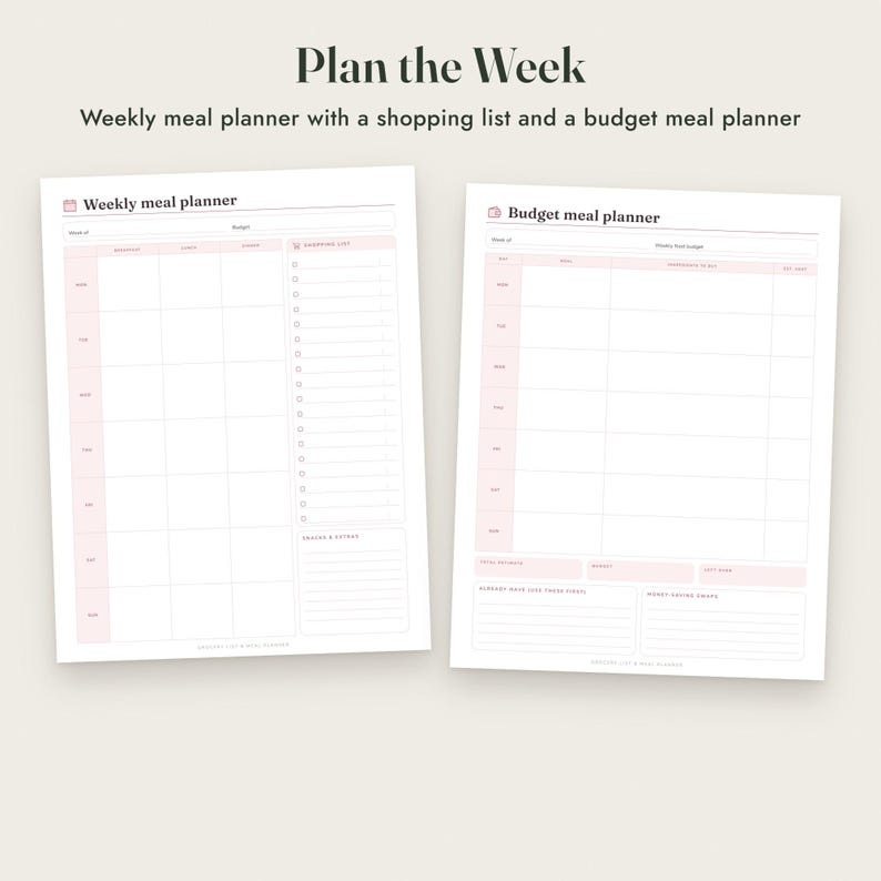 Grocery List Printable, Meal Planner, Pantry Inventory, Aisle Checklist, 3 Colours, Letter A4 imagen 5