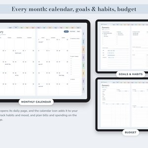 Digital Planner 2027 and Undated, Hyperlinked Daily Weekly Monthly Pages, Dusty Blue Landscape Journal image 5