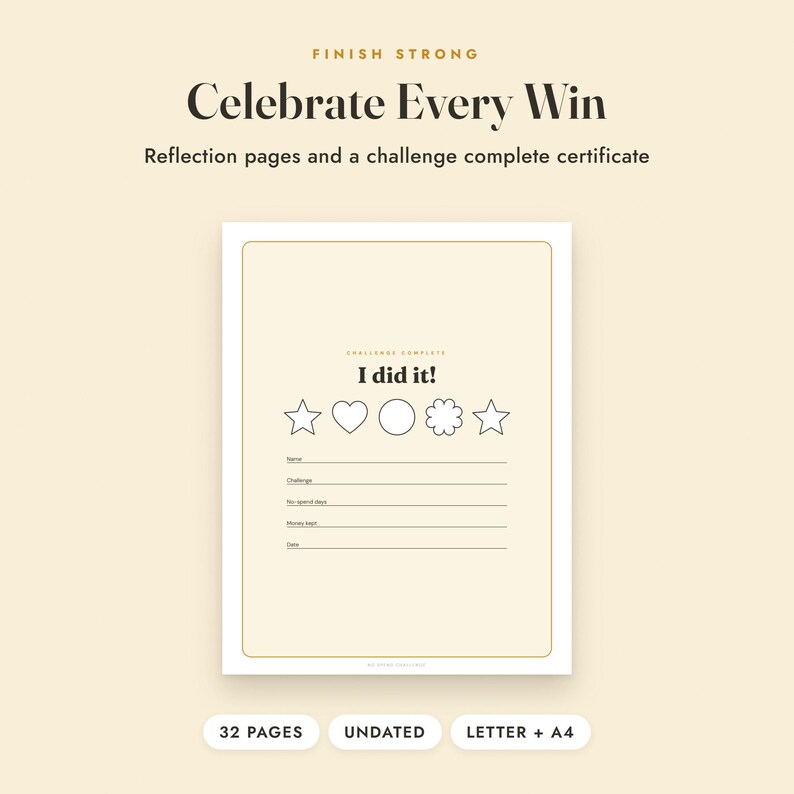 No Spend Challenge Printable, 30 Day, 52 Week, Monthly Color In Tracker, Letter A4 image 10