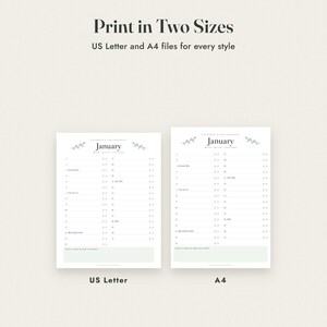 Birthday Calendar Printable, Perpetual Anniversary Calendar, 3 Styles, Monthly and One Page, Letter A4 imagen 9