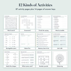 Senior Activities Printable, Large Print Word Search and Crossword, Dementia Activity Book, 104 Pages imagen 3