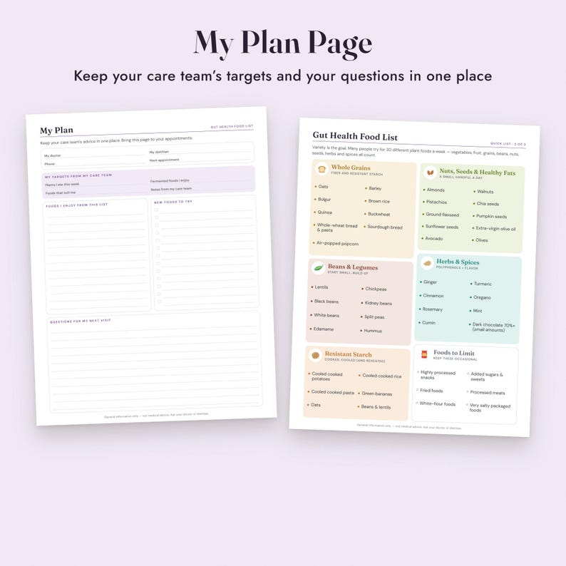Gut Health Food List Printable, Fermented and Prebiotic Foods, Grocery List, Letter A4 image 8