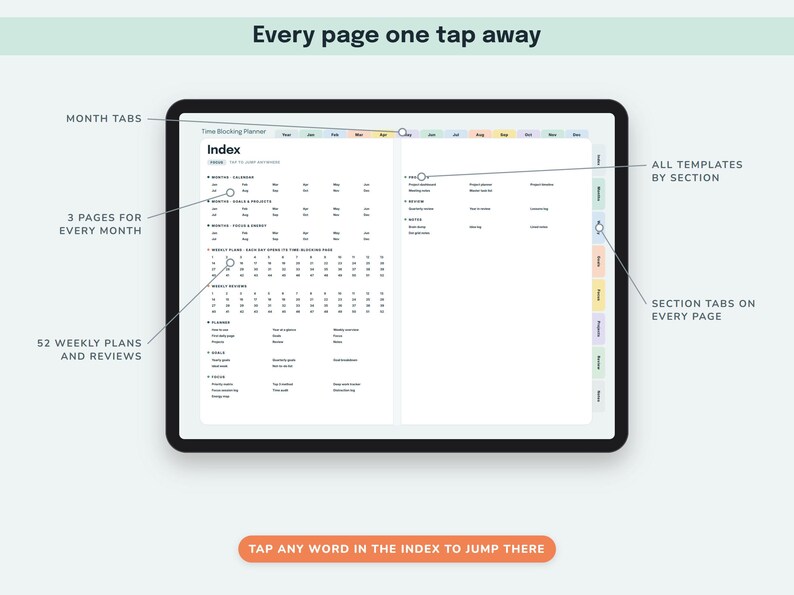 Time Blocking Planner Digital, Undated Productivity Journal, Hourly Schedule, Priority Matrix, Focus Session Log image 9