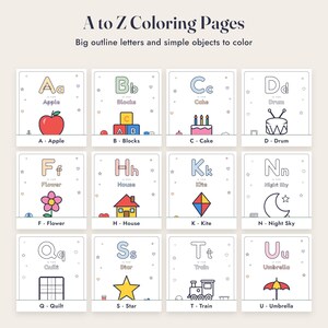 Baby Shower Coloring Book, ABC Guest Activity, Alphabet Coloring Pages, Keepsake Printable image 3
