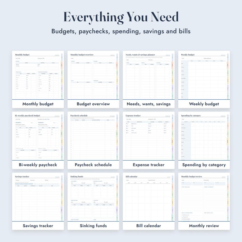 Budget Planner Printable, Bi-Weekly Paycheck Planner, Expense Tracker, Savings Tracker, Bill Calendar, Letter A4 image 3