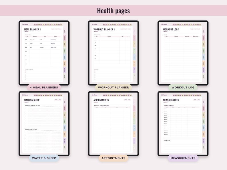 Printable Life Planner, Undated US Letter and Digital PDF, Goals, Budget, Health, Home Pages image 6