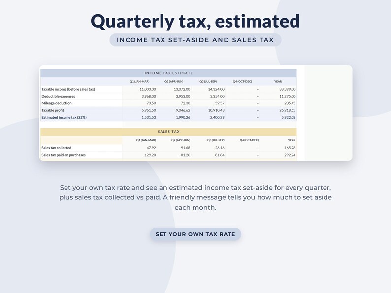 Small Business Bookkeeping Spreadsheet Google Sheets, Profit and Loss, Income Expense Tracker, Tax Estimate image 5
