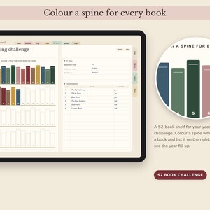 Digital Reading Journal, Hyperlinked Book Tracker with Review Pages, TBR List and Yearly Challenge image 3