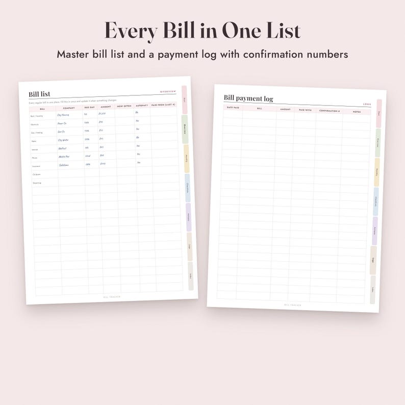 Bill Tracker Printable, Monthly Payment Calendar, Annual Checklist, Autopay Log, Due Dates, Letter A4 image 8