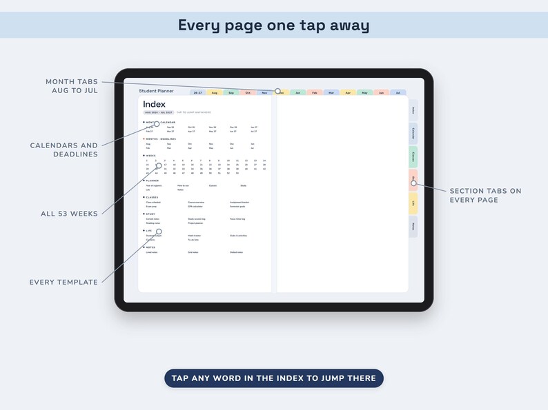 Academic Planner 2026 2027, Hyperlinked Digital Student Agenda with Assignment Tracker and GPA Calculator image 8