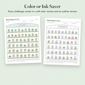 Savings Challenge Printable, Plant Shop Color In Tracker, 500 to 10000, Letter A4 image 5