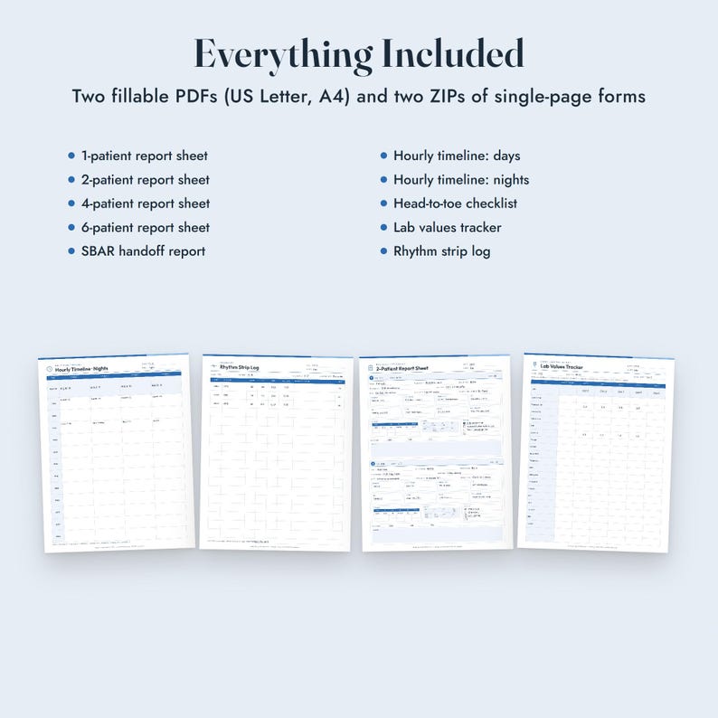 Nurse Report Sheet Med Surg, Fillable Nursing Brain Sheet, SBAR Handoff, Telemetry Template imagen 10