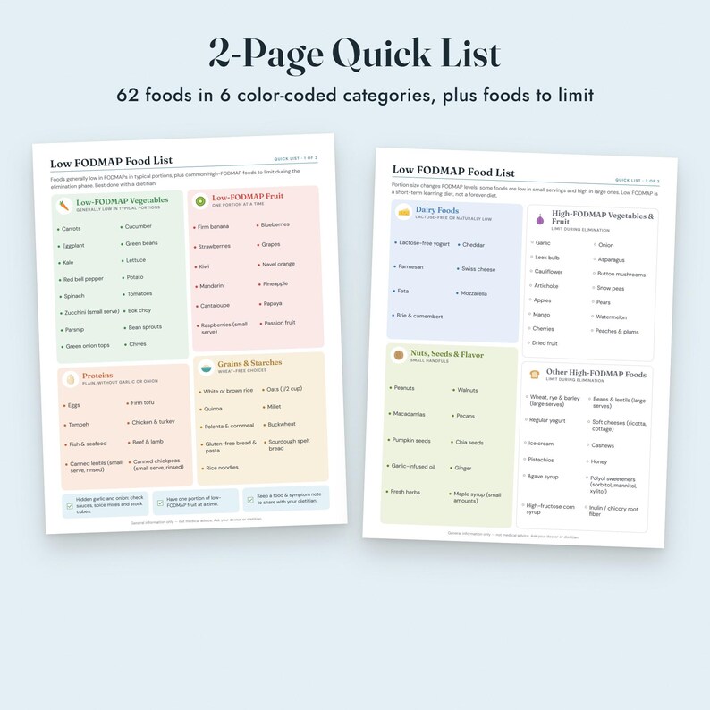 Low FODMAP Food List Printable, IBS Grocery List, Reintroduction Tracker, Letter A4 image 4