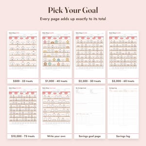 Savings Challenge Printable, Bake Shop Color In Tracker, 500 to 10000, Letter A4 image 3