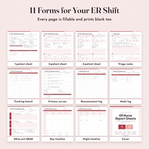 ER Nurse Report Sheet, Fillable Emergency Nurse Brain Sheet, Triage Notes, SBAR, Tracking Board image 3