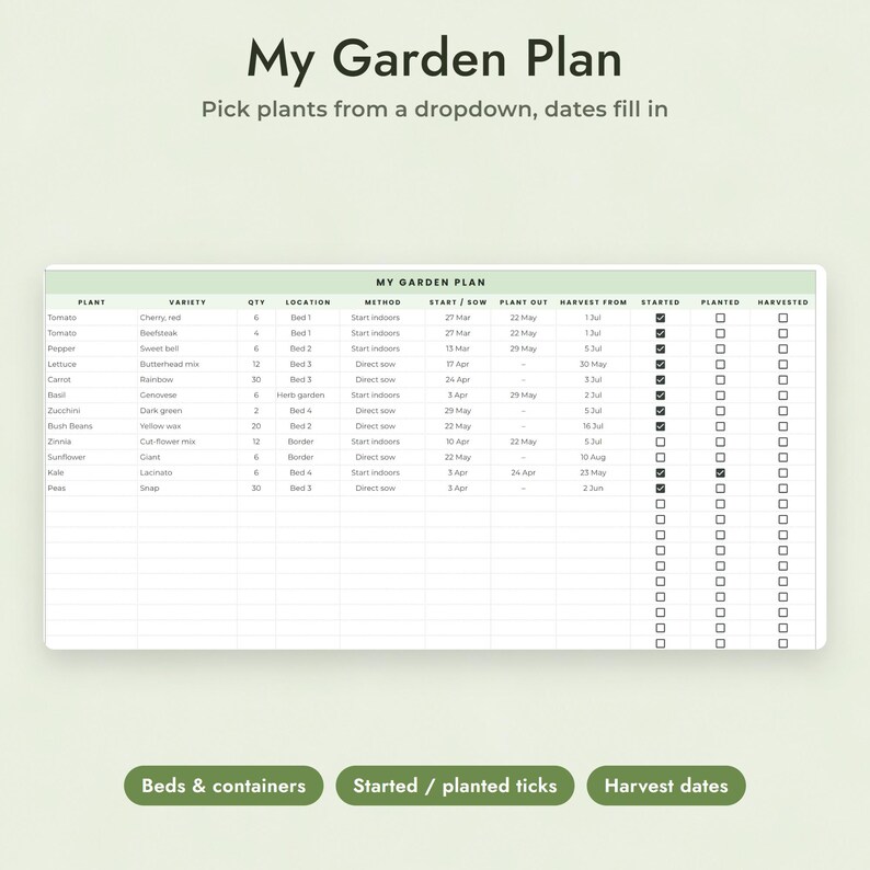 Seed Starting Calculator Google Sheets, Vegetable Garden Planner, Planting Calendar by Frost Date Bild 6