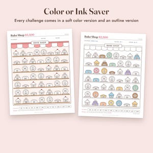Savings Challenge Printable, Bake Shop Color In Tracker, 500 to 10000, Letter A4 image 5