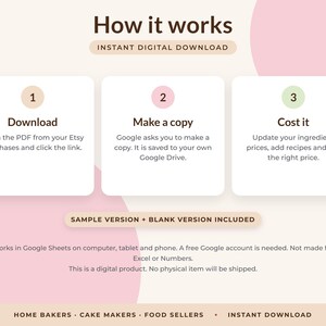 Recipe Cost Calculator Google Sheets, Bakery Pricing Spreadsheet, Home Baker Order Planner, Ingredient Costing image 8